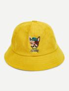Romwe Embroidered Dog Bucket Hat
