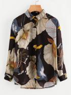 Romwe All Over Florals Dip Hem Shirt