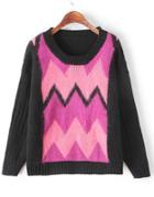 Romwe Zigzag Print Knit Sweater