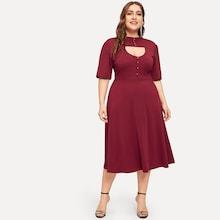 Romwe Plus Cut Out Beaded Dress
