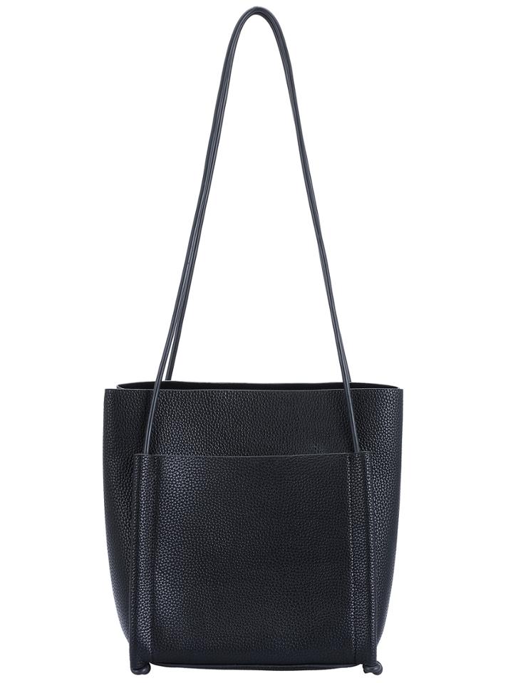Romwe Black Pu Two Pieces Shoulder Bag