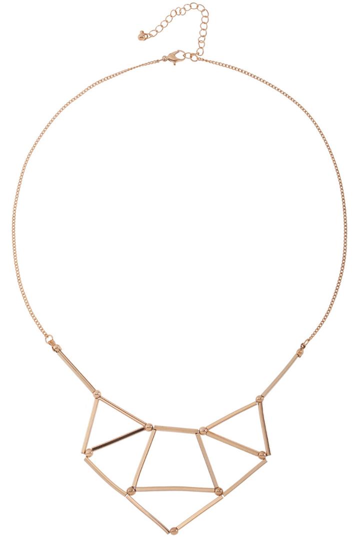 Romwe Romwe Hollow Geometrical Pendant Gold Necklace