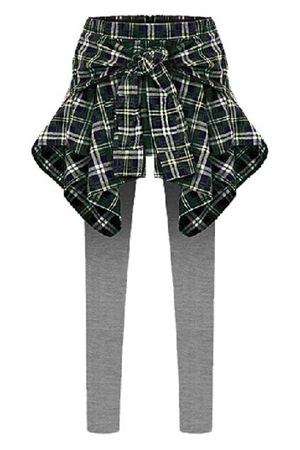 Romwe Fake-two-piece Green Pants