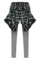 Romwe Fake-two-piece Green Pants
