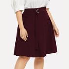 Romwe Plus Single-breasted Belted Skirt