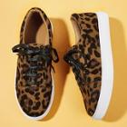 Romwe Leopard Pattern Lace-up Sneakers