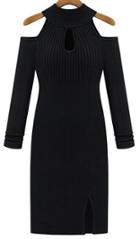 Romwe Off-shoulder Hollow Knit Dress