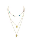 Romwe Gold Multi-layer Necklace Sweater Chain Necklace