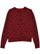 Romwe Heart Print Buttons Red Coat