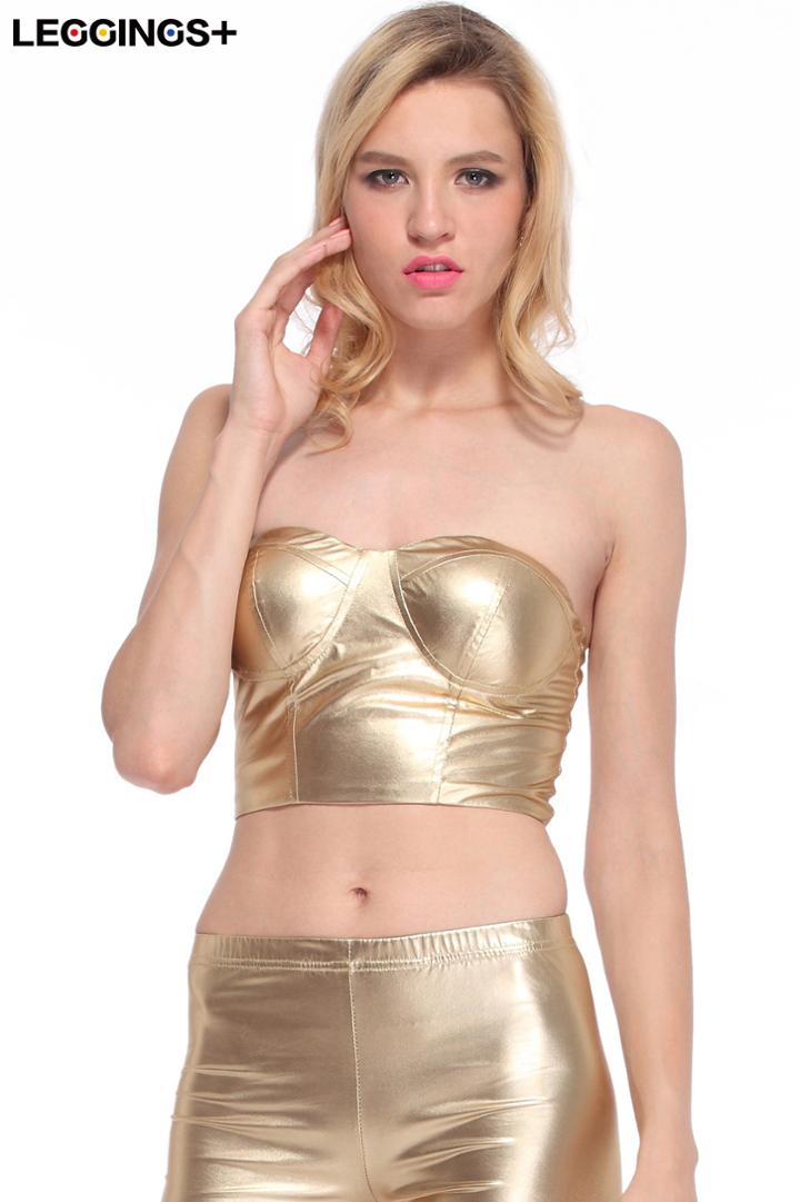 Romwe Romwe Golden Faux Leather Bandeau