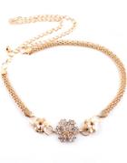 Romwe Gold Diamond Flower Chain Belt