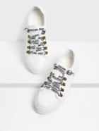 Romwe Letter Strap Design Round Toe Pu Sneakers