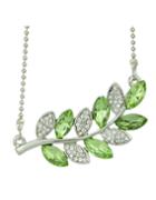 Romwe Fashion Jewelry Green Rhinestone Pendant Leaf Necklace