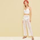Romwe Lace Cami Top With Drawstring Waist Sheer Pants