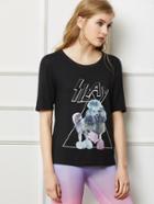 Romwe Black Short Sleeve Printed T-shirt