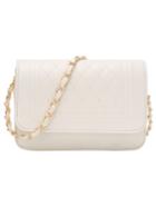 Romwe Faux Leather Qulited Flap Chain Bag