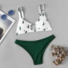 Romwe Mix And Match Cut-out Random Pattern Bikini Set