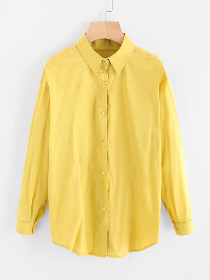 Romwe Single Breasted Lapel Shirt