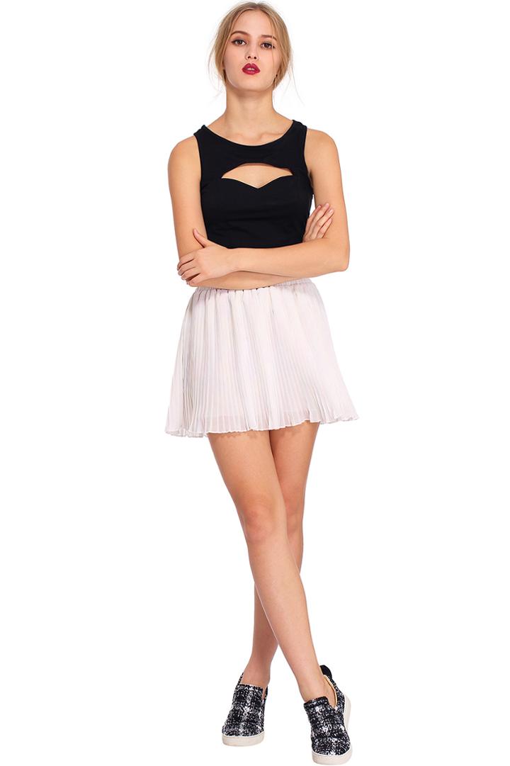 Romwe Romwe Slight Colored Pleated Skirt