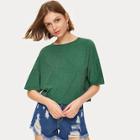 Romwe Solid Drop Shoulder Tee