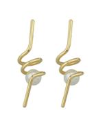 Romwe Geometic Metal Shape With Simulated-pearl Stud Earrings