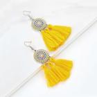 Romwe Rhinestone Detail Tassel Drop Earrings 1pair