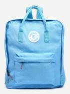 Romwe Blue Double Handle Square Canvas Backpack
