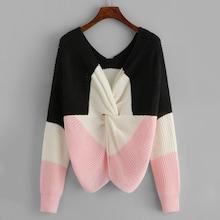 Romwe Twist Color-block Jumper