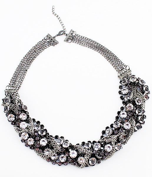 Romwe Fashionable Mix Style Crystal Full Rhinestone Chain Necklace