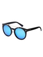 Romwe Blue Top Bar Oversized Round Sunglasses