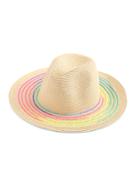 Romwe Rainbow Brim Fedora Straw Hat