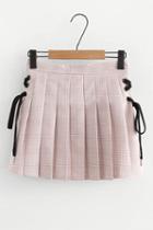 Romwe Lace Up Side Wales Check Pleated Skirt