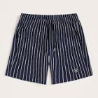 Romwe Guys Patch Detail Striped Shorts