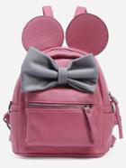 Romwe Pink Contrast Bow Backpack