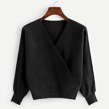 Romwe V-neckline Solid Knit Sweater