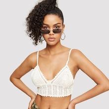 Romwe Crochet Bralette Top