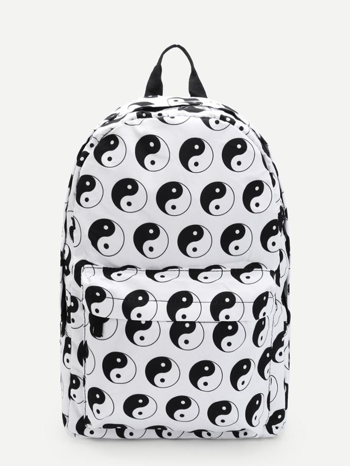 Romwe Otto Trigrammi Print Backpack