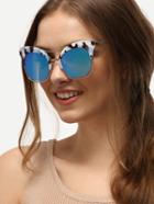 Romwe Multicolor Cat Eye Blue Lenses Sunglasses