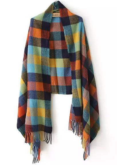 Romwe Multicolor Check Print Scarf