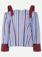 Romwe Contrast Striped Detachable Strap Blouse