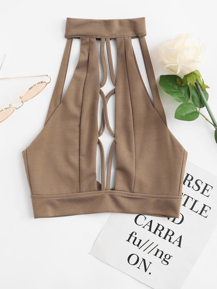 Romwe Open Back Cut Out Top