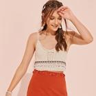 Romwe Aztec Print Crochet Cami Top