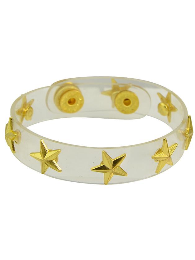Romwe Gold Clear Stars Charms Adjustable Bracelet