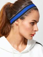 Romwe Blue And Black Striped Sporty Elastic Headband