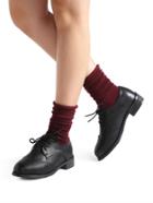 Romwe Black Laser Cut Pu Lace Up Shoes
