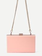 Romwe Pink Clasp Closure Box Bag With Chain Strap