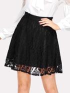 Romwe Solid Flare Skirt