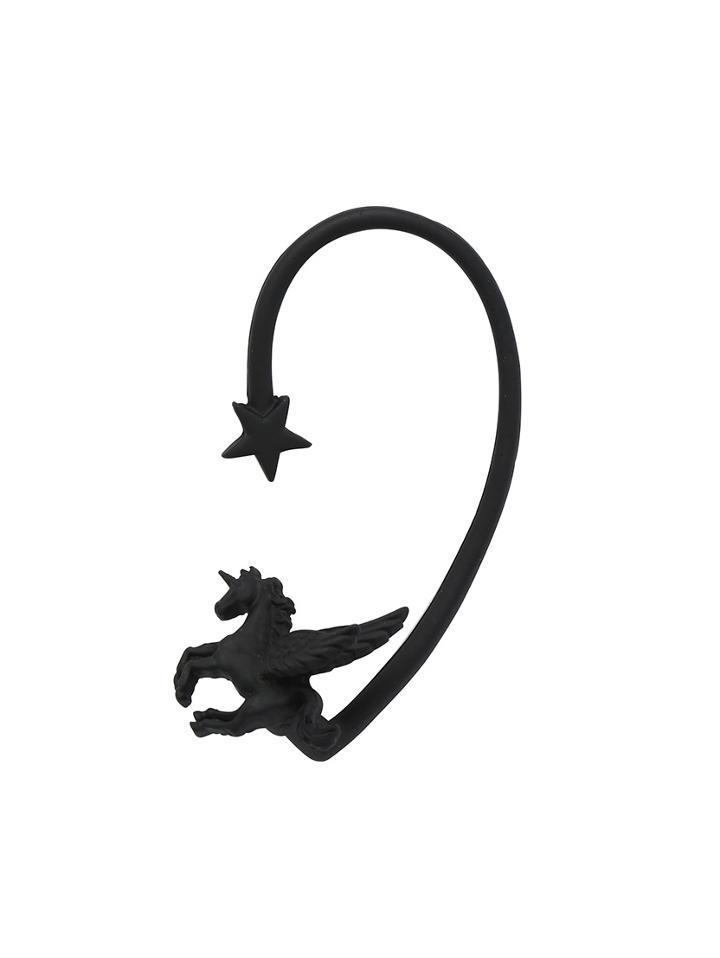 Romwe Star Unicorn Ear Cuff - Black