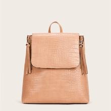 Romwe Croc Embossed Trapezoid Backpack