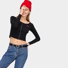 Romwe Letter Embroidered Popper Tee